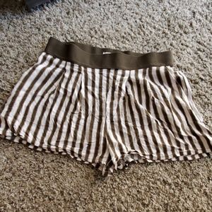 Olive Green Striped Shorts
